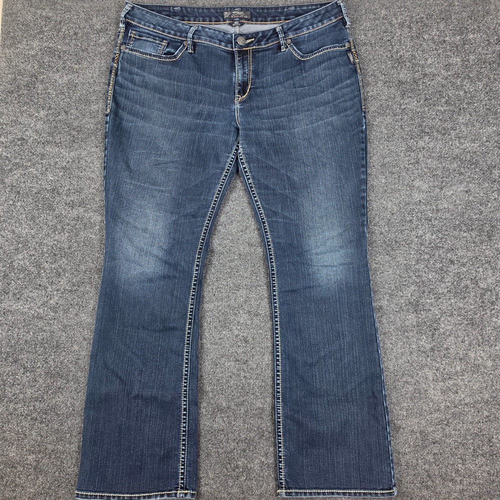 Silver Aiko Bootcut Jeans Womens 22 Mid Rise Dark Wash Denim Stretch Western Y2K